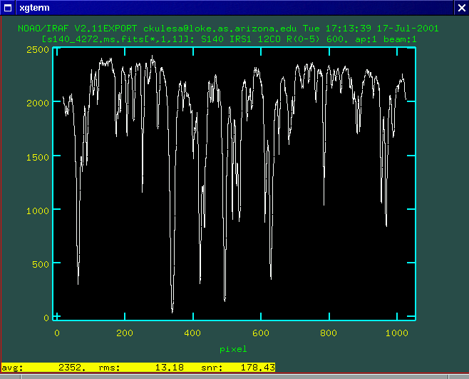 screenshot of extracted spectrum