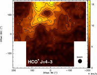 HCO+ J=4-3 in the rho Oph cloud